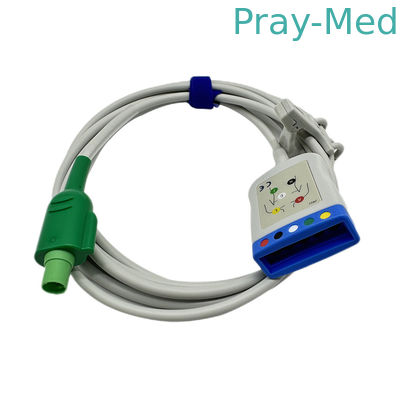 2.4m 12PIN GE ECG ट्रंक केबल 3 या 5 लीड TPU जैकेट सामग्री