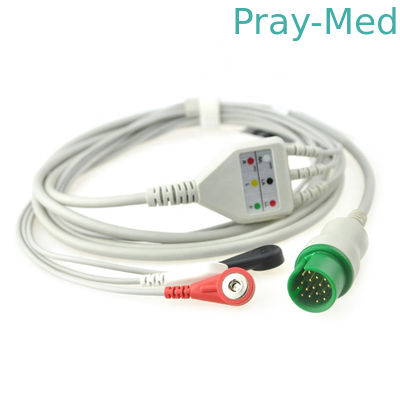 4.0mm व्यास Spacelabs Ecg केबल, 3/5Lead 17pin Ecg केबल लीड वायर के साथ