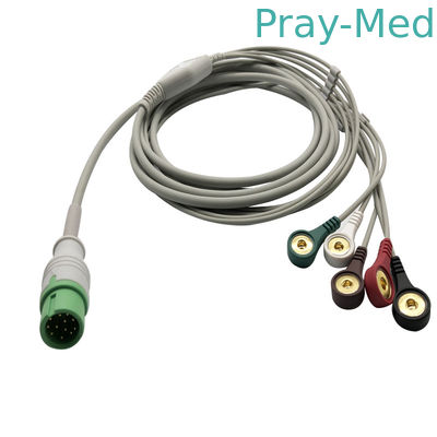ग्रे C30 C40 3.6m 12pins 5 लीड ईसीजी केबल और कॉमेन के लिए लीडवायर: